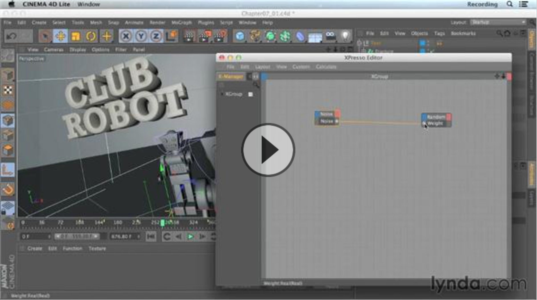 Creating a wiggle expression in CINEMA 4D Lite